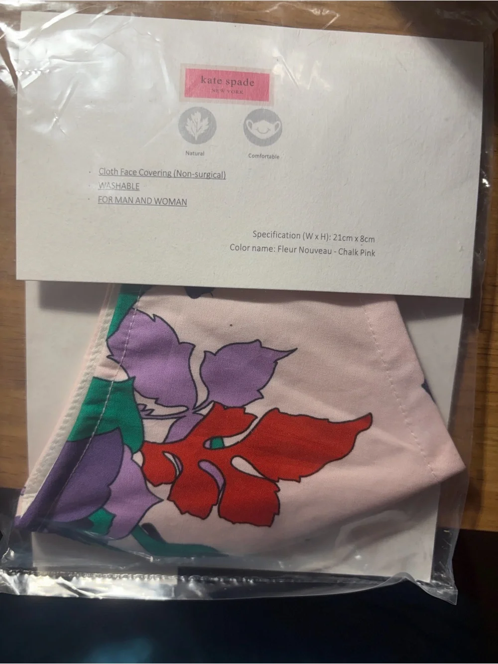 Kate Spade Pink Floral Face Mask - Chalk Pink